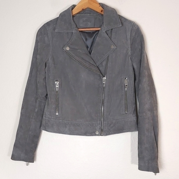 Blank NYC Leather Suede Moto Jacket Gray Size Small - Picture 1 of 16